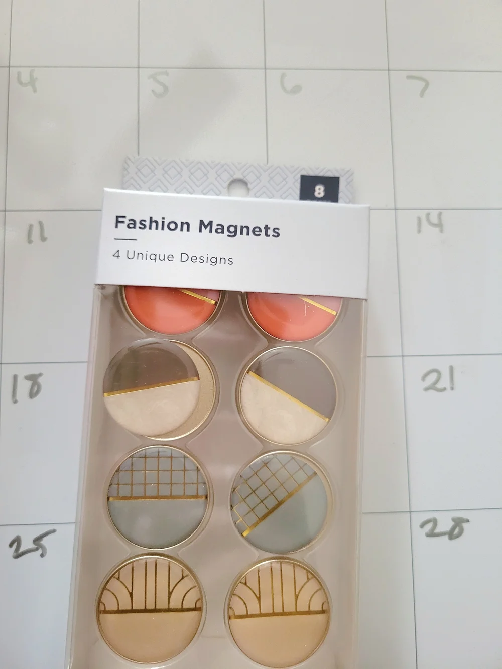Caliber Fashion Magnets - Coral, Cream, Gray & Gold Set